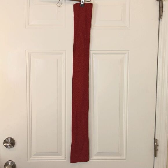 Dark red printed elastic drawstring waist skirt with lace hem & matching scarf - Picture 10 of 16